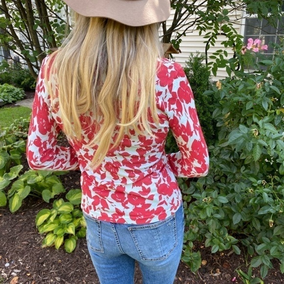 Caryn Vallone Blue and Red Long Sleeve Top - Picture 5 of 9